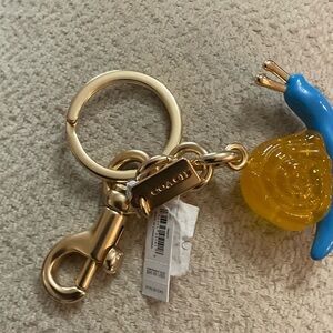 Coach Gold and Blue Snail Keychain